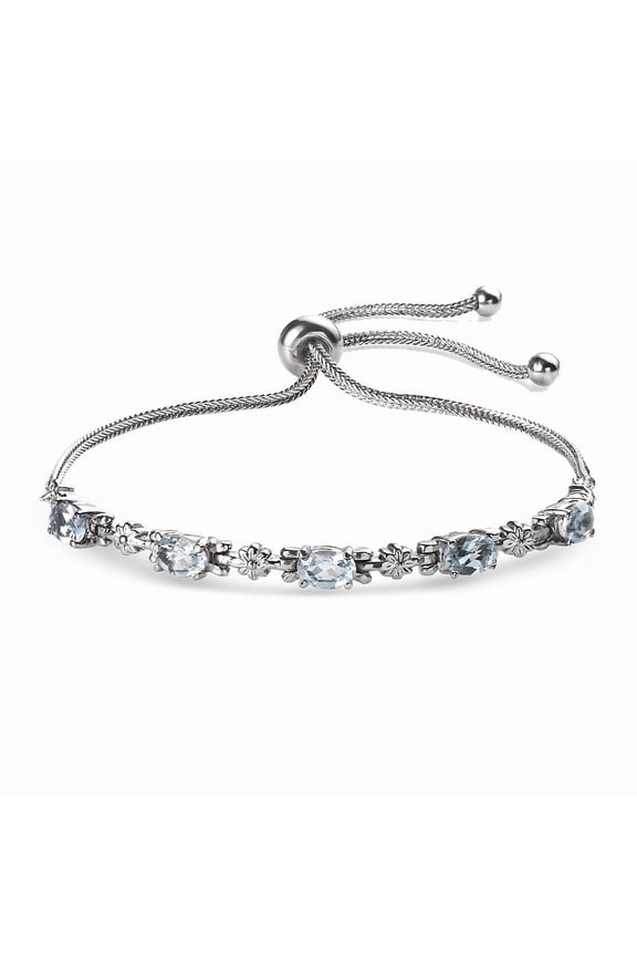 Topaz Blue Bracelets for Women in Stainless Steel Blue Topaz Jewelry Birthday Christmas Gifts for Anniversary Engagement Size - 10.5 Inches