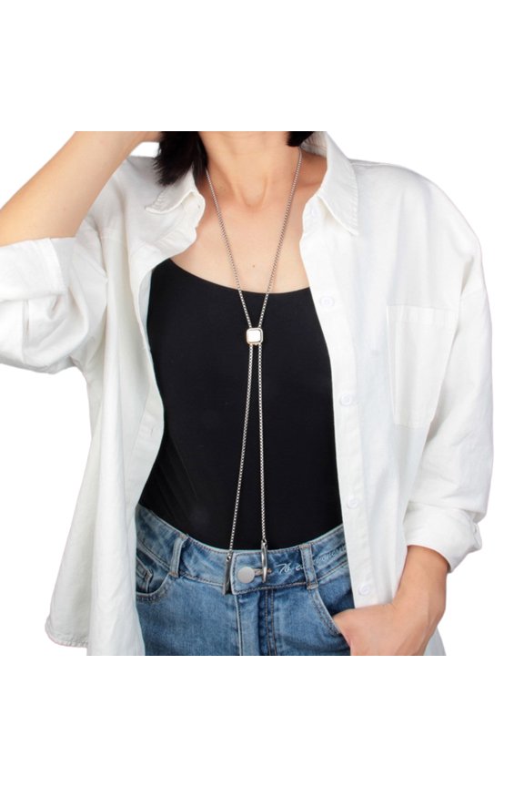 Bolo Tie for Male Evening Party Cowboy Necktie with Small Cube Pendant Gentleman Formal Meeting Disco Party Supply