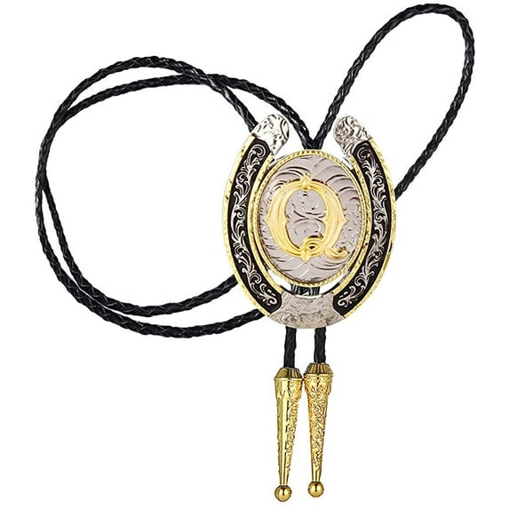 Bolo Tie for Men- Golden Initial Letter ABCDMJR to Z Western Cowboy Bolo Tie for Women
