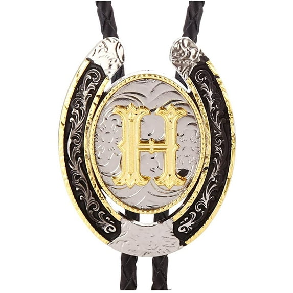 Bolo Tie for Men- Golden Initial Letter ABCDMJR to Z Western Cowboy Bolo Tie for Women