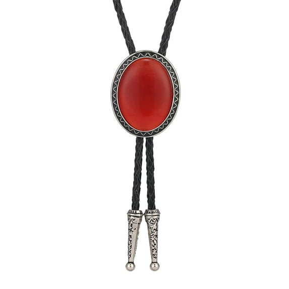 Bolo Tie for Men Women Cowboy Turquoise Celtic Natural Tiger Eye Stone Longhorn Bull Western Leather Bolo Necktie