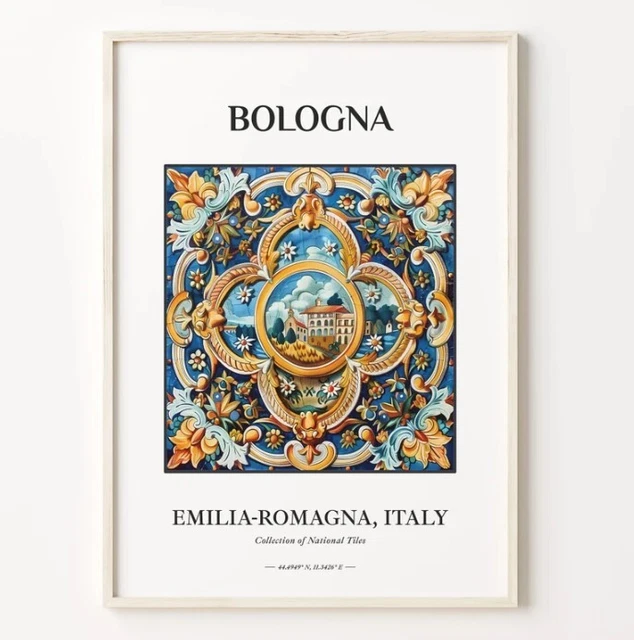 Bologna Tile Pattern Wall Art, Emilia-Romagna Decor Print NO FRAMED ...