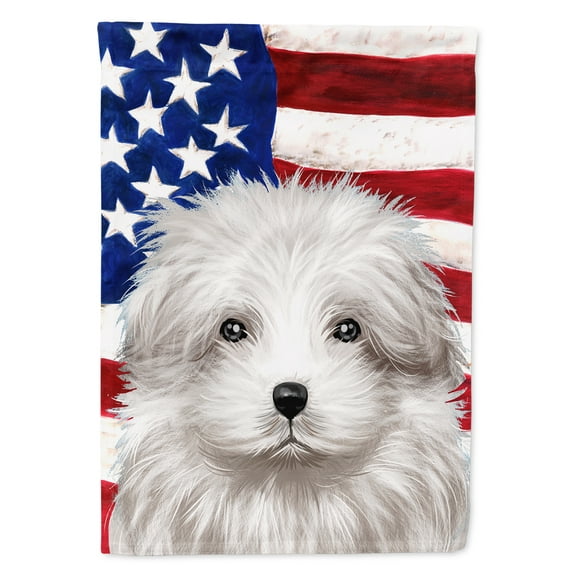 Bolognese Dog American Flag Flag Canvas House Size