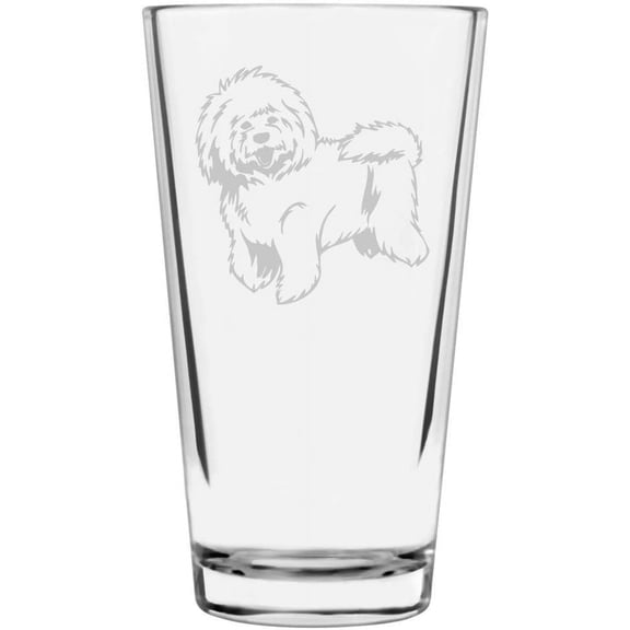 Bolognese Dog Themed Etched All Purpose 16oz Libbey Pint Glass