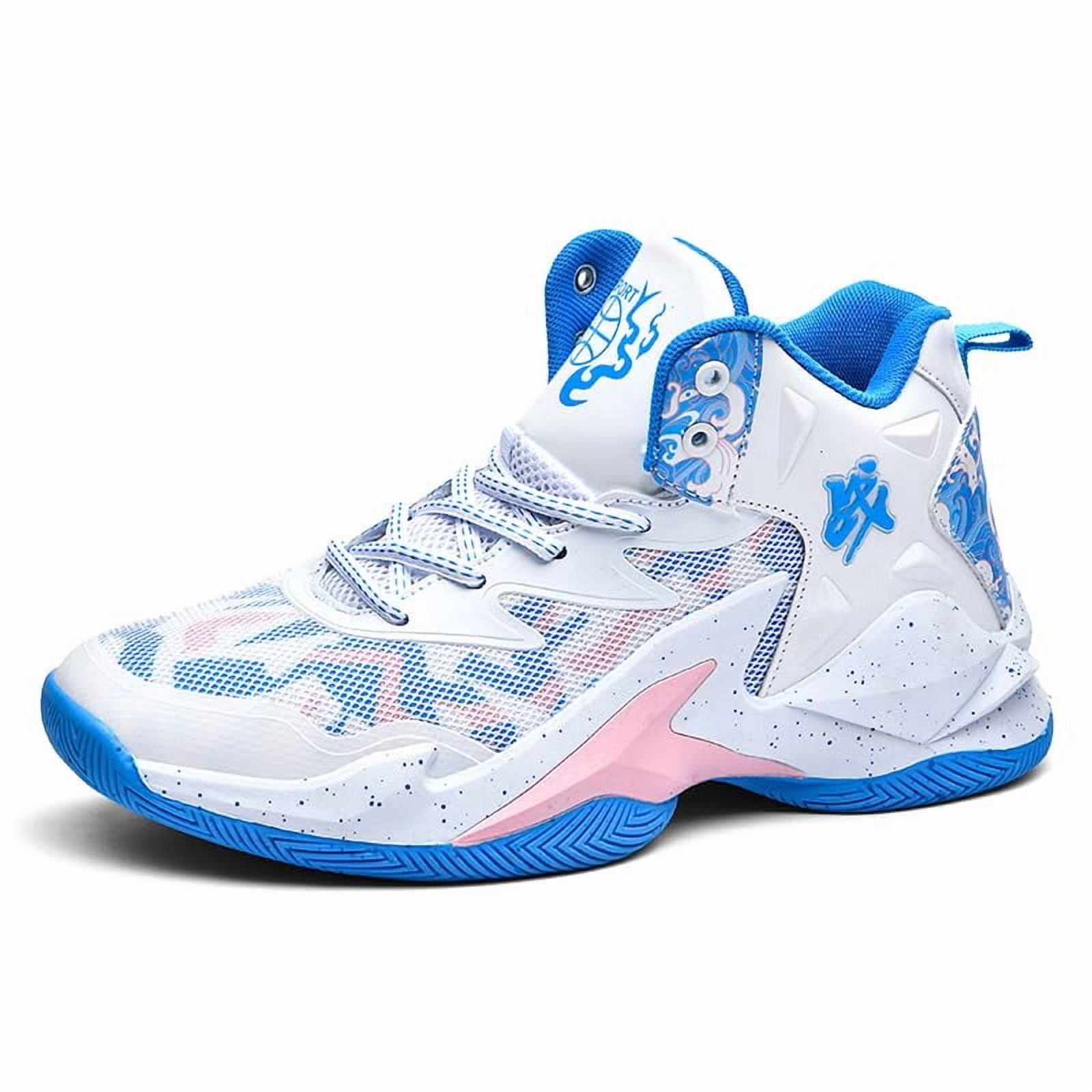 Bolognifi Basketbalschoenen for heren zijn antislip lichtgewicht, ademende hoge sportschoenen trainingsschoenen atletiekbasketbalschoenen (Color : Blue, Size : 37 EU