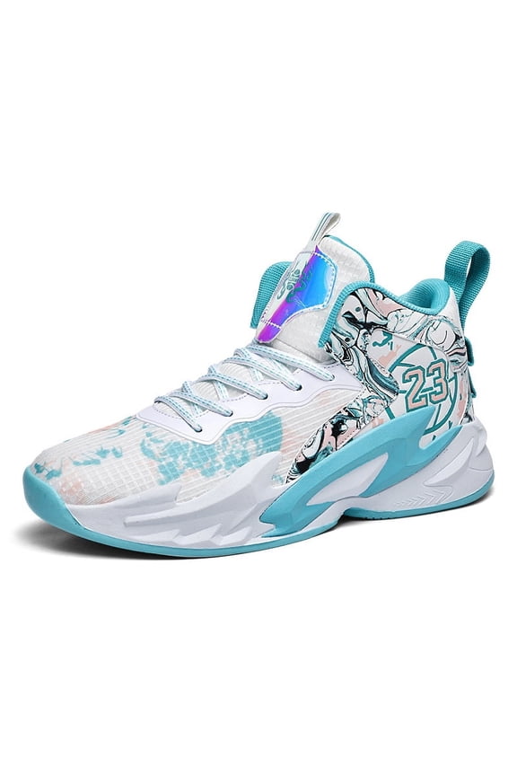 High Top Boys' Basketball Shoes, Breathable Cushioned Sports Shoes Teenagers' Indoor Outdoor Basketball Court Shoes