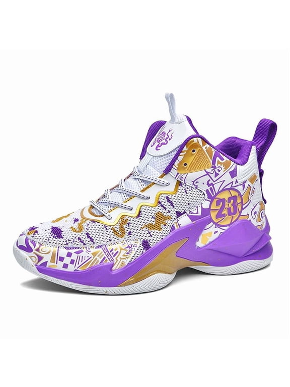 High-Top Boys Basketball Shoes Cushioned Sneakers with Breathable Support for Youth Sports Training