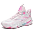 thumbnail image 1 of Bolognifi Men's Basketball Shoes High-Top Volleyball Non-Slip Lightweight Indoor Outdoor Sport Sneakers Fans - PINK_6.5, 1 of 8