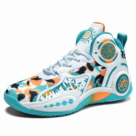 Bolognifi Men's High Top Basketball Shoes With Anti Slip and Breathable Camouflage Design, Sports Basketball Boots