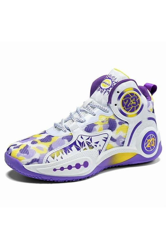 Men's High Top Basketball Shoes With Anti Slip and Breathable Camouflage Design, Sports Basketball Boots