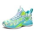 thumbnail image 1 of Bolognifi Men's High Top Basketball Shoes with Graffiti Style Breathable Mesh and Cushioned Midsole, Suitable for Indoor/outdoor Wear, 1 of 8