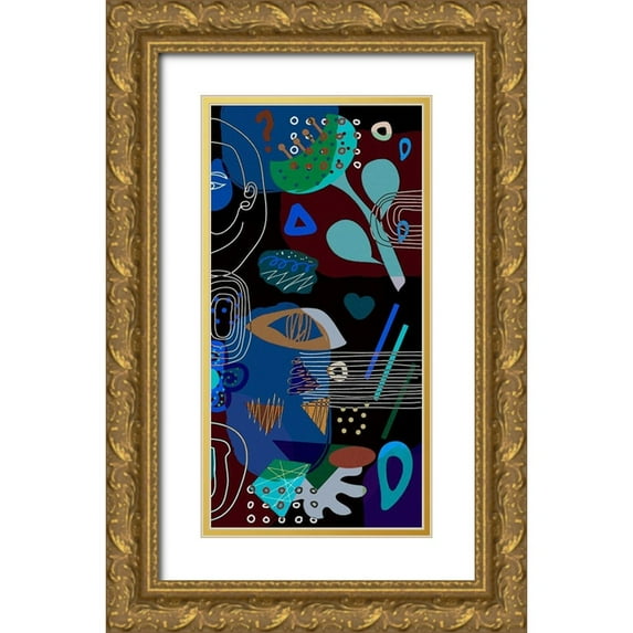 Bolokofsky, Ronald 11x18 Gold Ornate Wood Framed with Double Matting Museum Art Print Titled - Mid Century Shapes 62C