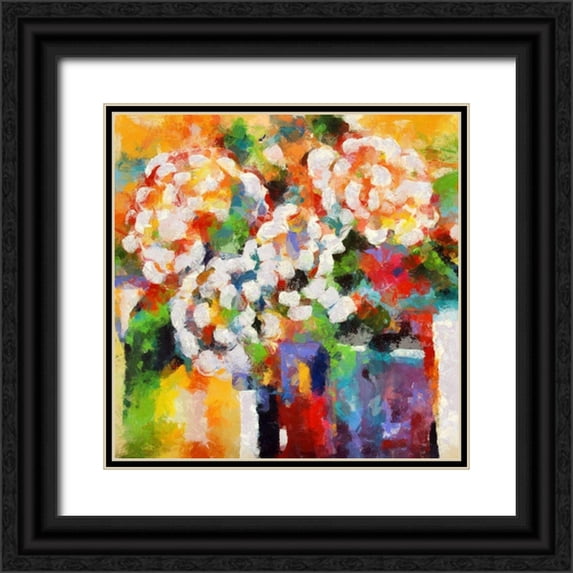 Bolokofsky, Ronald 12x12 Black Ornate Wood Framed with Double Matting Museum Art Print Titled - White Hydrangeas
