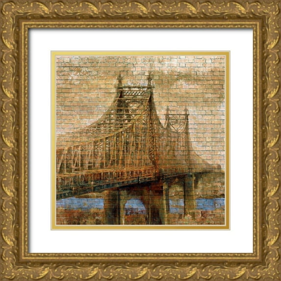 Bolokofsky, Ronald 12x12 Gold Ornate Wood Framed with Double Matting Museum Art Print Titled - NY Bridge II