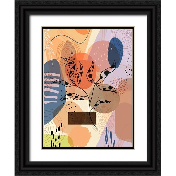 Bolokofsky, Ronald 12x14 Black Ornate Wood Framed with Double Matting Museum Art Print Titled - Floral Abstract 302