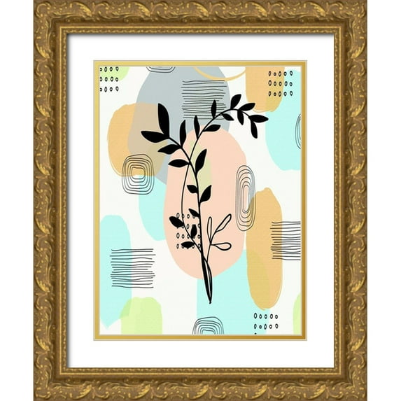 Bolokofsky, Ronald 12x14 Gold Ornate Wood Framed with Double Matting Museum Art Print Titled - Botanical Abstract 333