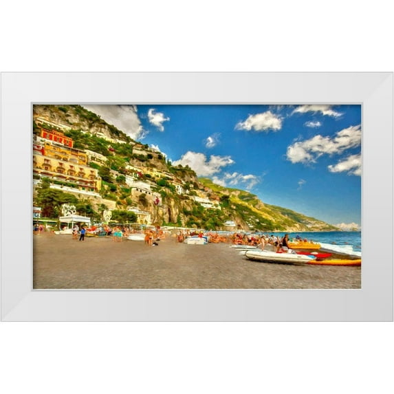 Bolokofsky, Ronald 14x10 White Modern Wood Framed Museum Art Print Titled - Positano Beach II