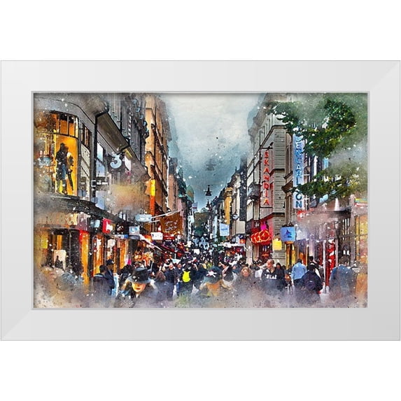 Bolokofsky, Ronald 14x10 White Modern Wood Framed Museum Art Print Titled - Street In Stockholm II
