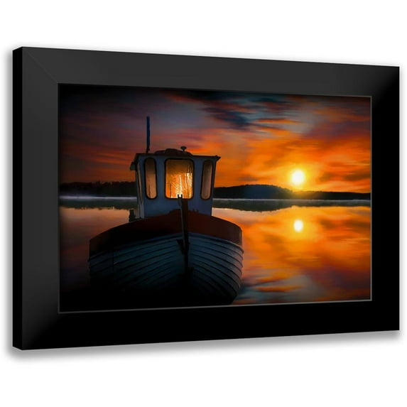 Bolokofsky, Ronald 14x11 Black Modern Framed Museum Art Print Titled - Fishermans Sunset