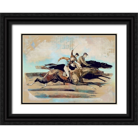 Bolokofsky, Ronald 14x11 Black Ornate Wood Framed with Double Matting Museum Art Print Titled - Winner By A Nose