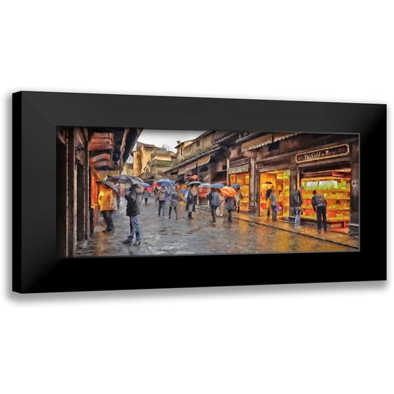 Bolokofsky, Ronald 14x8 Black Modern Framed Museum Art Print Titled - Shopping In the Rain