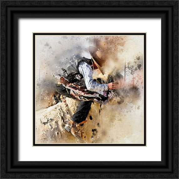 Bolokofsky, Ronald 15x15 Black Ornate Wood Framed with Double Matting Museum Art Print Titled - Bull Ride