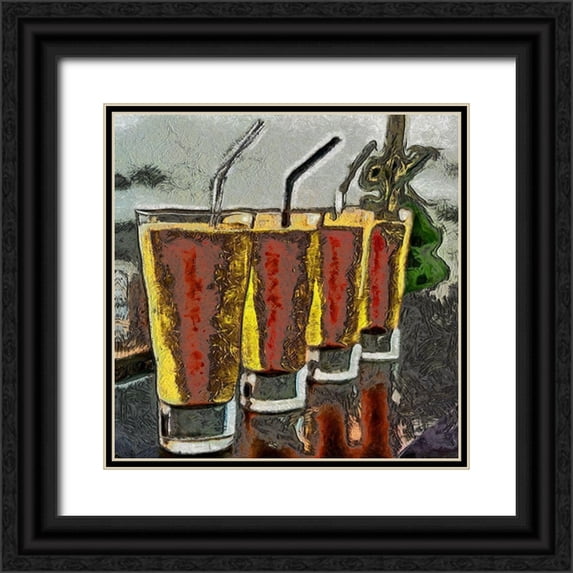 Bolokofsky, Ronald 15x15 Black Ornate Wood Framed with Double Matting Museum Art Print Titled - Cocktails II