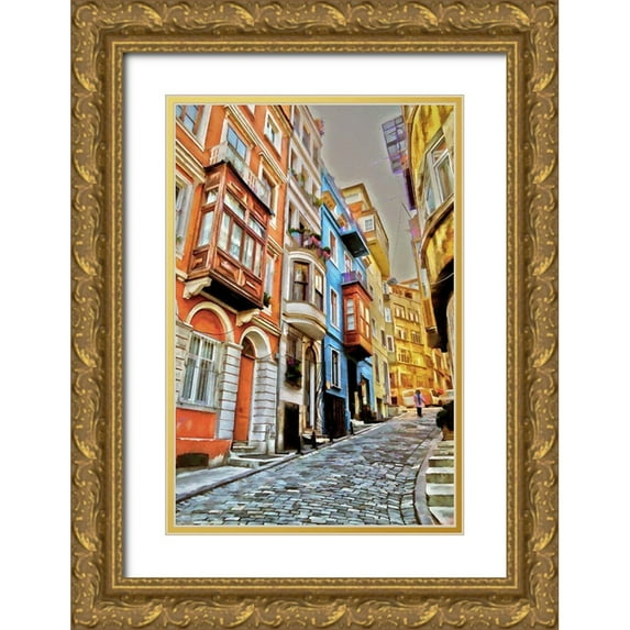 Bolokofsky, Ronald 17x24 Gold Ornate Wood Framed with Double Matting Museum Art Print Titled - Stone Street