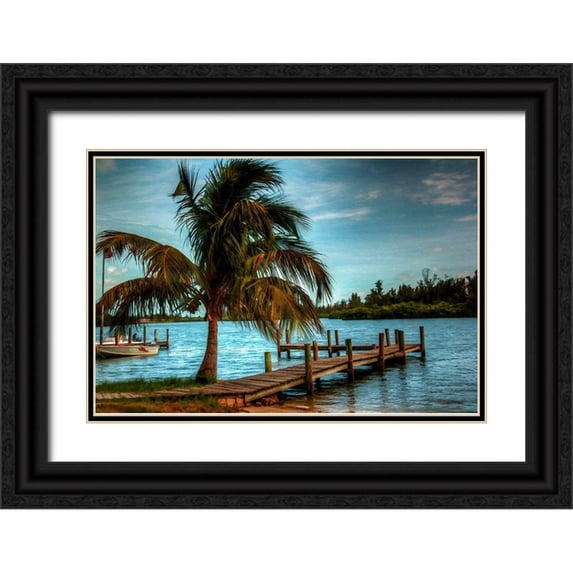 Bolokofsky, Ronald 18x13 Black Ornate Wood Framed with Double Matting Museum Art Print Titled - Private Jetty