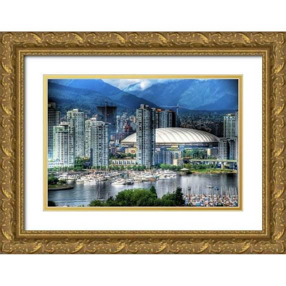 Bolokofsky, Ronald 18x13 Gold Ornate Wood Framed with Double Matting Museum Art Print Titled - Downtown Vancouver