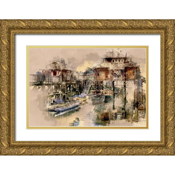 Bolokofsky, Ronald 18x13 Gold Ornate Wood Framed with Double Matting Museum Art Print Titled - On Cowichan Bay