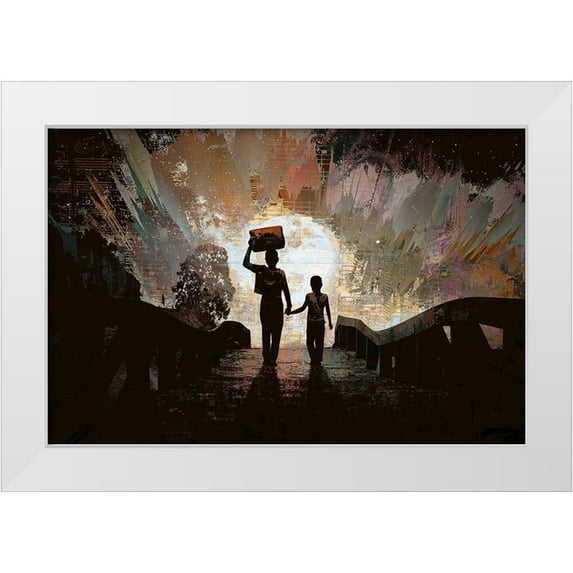 Bolokofsky, Ronald 18x13 White Modern Wood Framed Museum Art Print Titled - Moon Walk