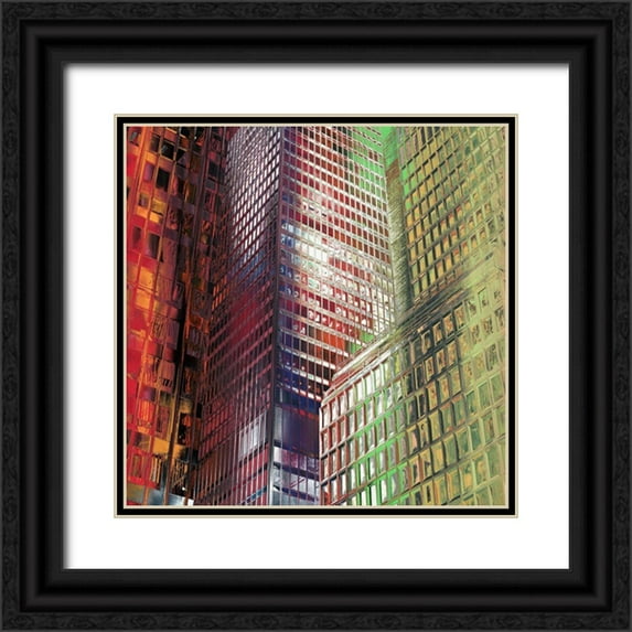Bolokofsky, Ronald 20x20 Black Ornate Wood Framed with Double Matting Museum Art Print Titled - Metro Madness I