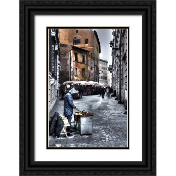 Bolokofsky, Ronald 23x32 Black Ornate Wood Framed with Double Matting Museum Art Print Titled - Hot Food Cold Day