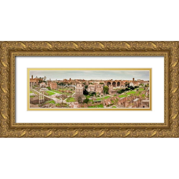 Bolokofsky, Ronald 24x10 Gold Ornate Wood Framed with Double Matting Museum Art Print Titled - Roman Ruins