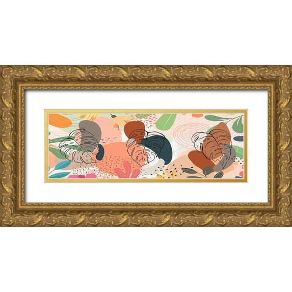 Bolokofsky, Ronald 24x11 Gold Ornate Wood Framed with Double Matting Museum Art Print Titled - Tropical Leaves 19