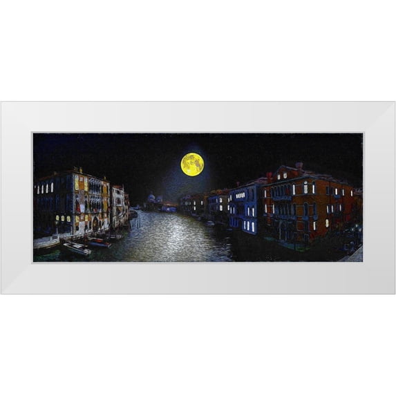 Bolokofsky, Ronald 24x12 White Modern Wood Framed Museum Art Print Titled - Venice Moon