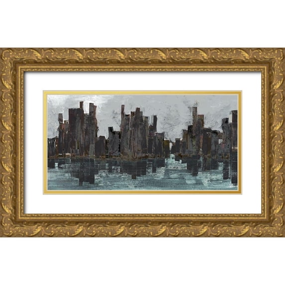 Bolokofsky, Ronald 24x14 Gold Ornate Wood Framed with Double Matting Museum Art Print Titled - Metro Nights I