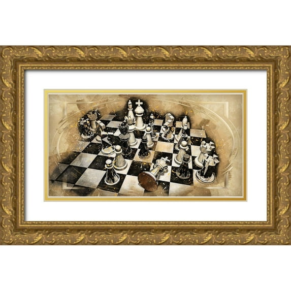 Bolokofsky, Ronald 24x15 Gold Ornate Wood Framed with Double Matting Museum Art Print Titled - Checkmate