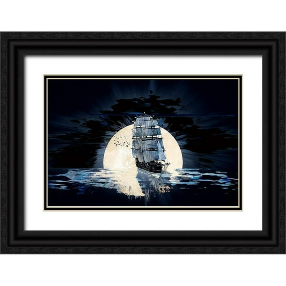 Bolokofsky, Ronald 24x17 Black Ornate Wood Framed with Double Matting Museum Art Print Titled - Sailing Into the Night