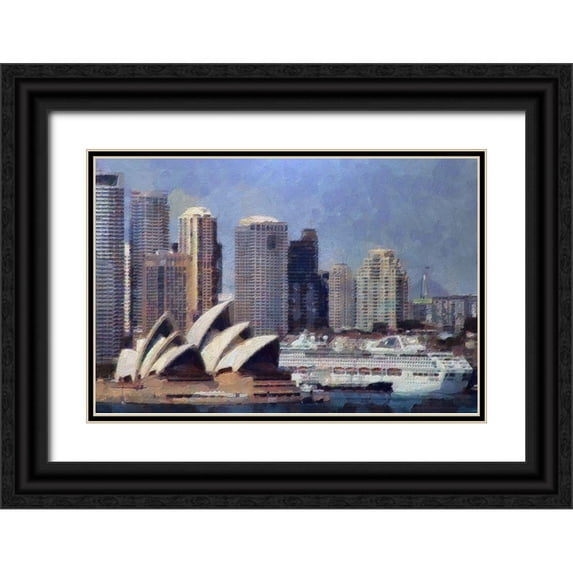 Bolokofsky, Ronald 24x17 Black Ornate Wood Framed with Double Matting Museum Art Print Titled - Sydney Harbor
