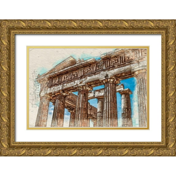 Bolokofsky, Ronald 24x17 Gold Ornate Wood Framed with Double Matting Museum Art Print Titled - Acropolis I