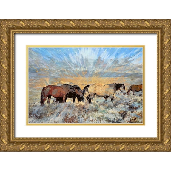 Bolokofsky, Ronald 24x17 Gold Ornate Wood Framed with Double Matting Museum Art Print Titled - Grazing On the Grass