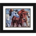 thumbnail image 1 of Bolokofsky, Ronald 24x19 Black Ornate Wood Framed with Double Matting Museum Art Print Titled - Small Herd, 1 of 4