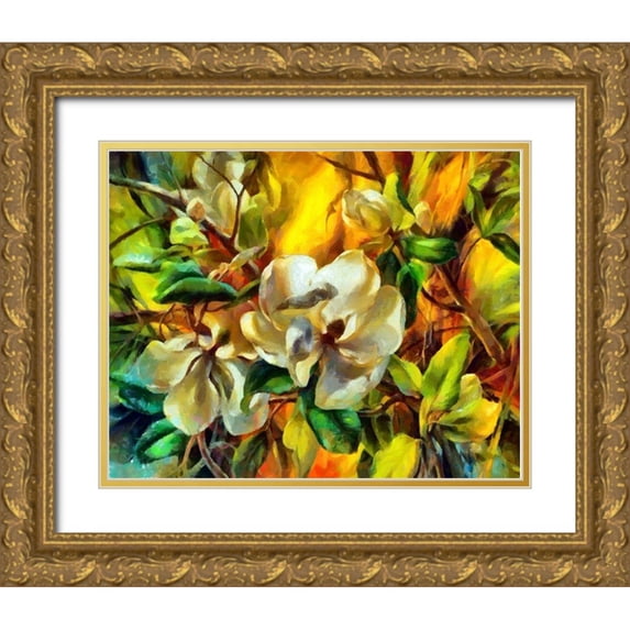 Bolokofsky, Ronald 24x20 Gold Ornate Wood Framed with Double Matting Museum Art Print Titled - Magnolia Garden I