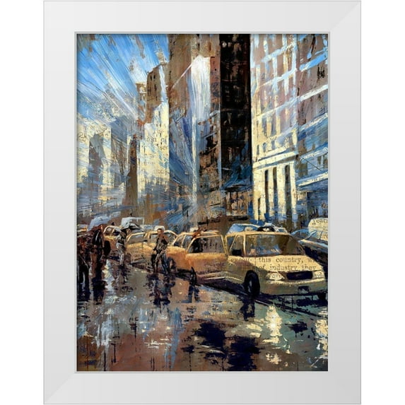 Bolokofsky, Ronald 25x32 White Modern Wood Framed Museum Art Print Titled - New York Taxis I