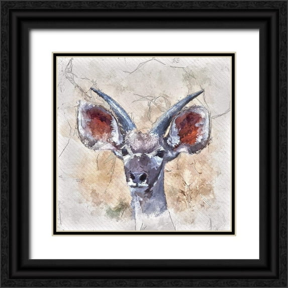 Bolokofsky, Ronald 26x26 Black Ornate Wood Framed with Double Matting Museum Art Print Titled - Young Kudu