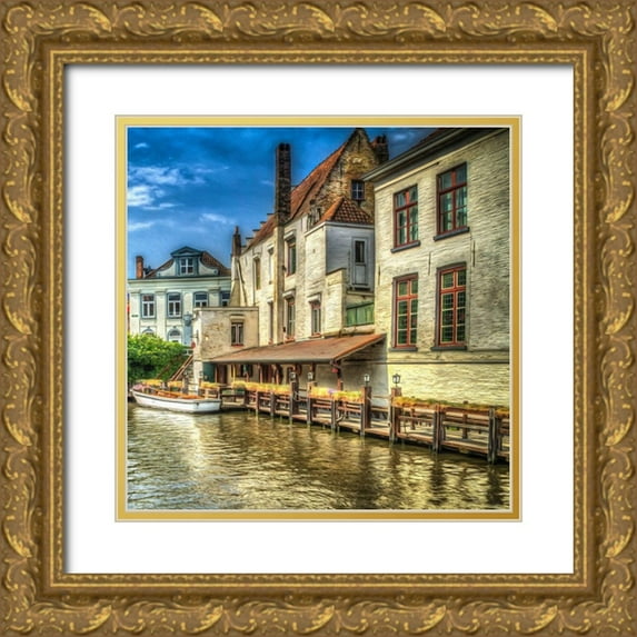 Bolokofsky, Ronald 26x26 Gold Ornate Wood Framed with Double Matting Museum Art Print Titled - Brugges Canal