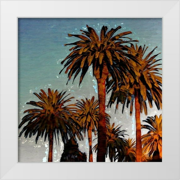 Bolokofsky, Ronald 26x26 White Modern Wood Framed Museum Art Print Titled - Palm Trees In Twilight II