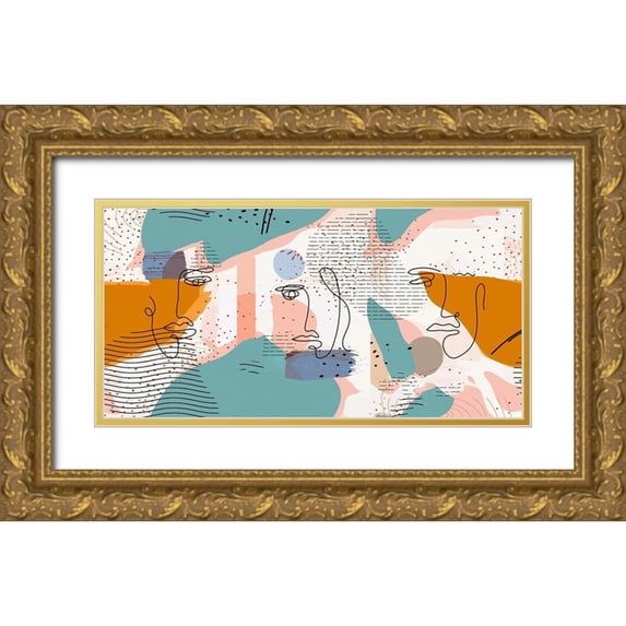 Bolokofsky, Ronald 32x18 Gold Ornate Wood Framed with Double Matting Museum Art Print Titled - Mid Century Expressionism 210